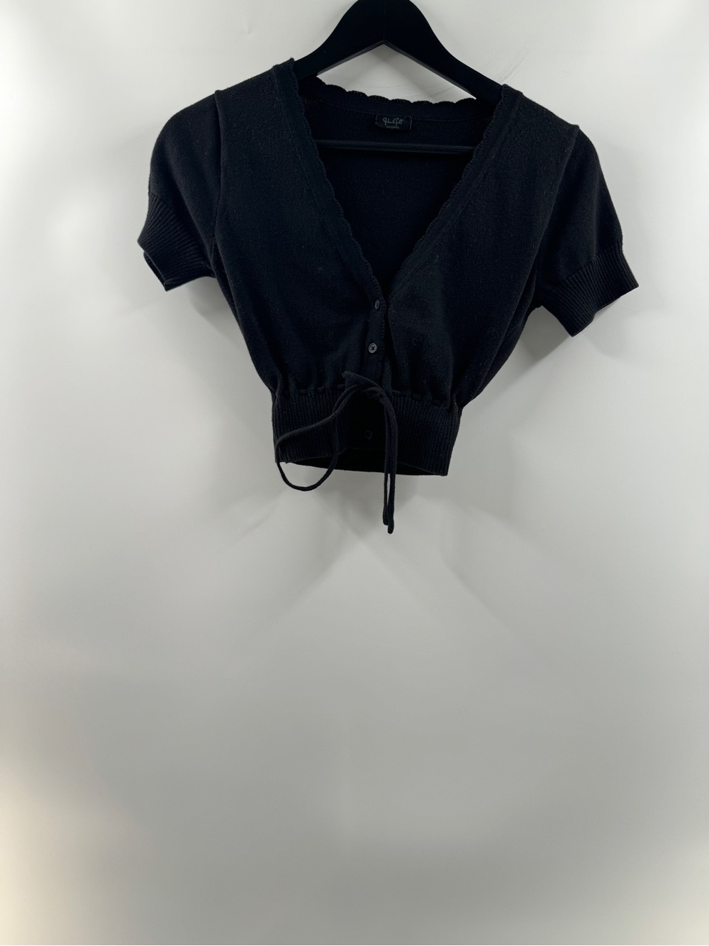 John Galt Black Cropped Tie Front Cardigan Top – One Size